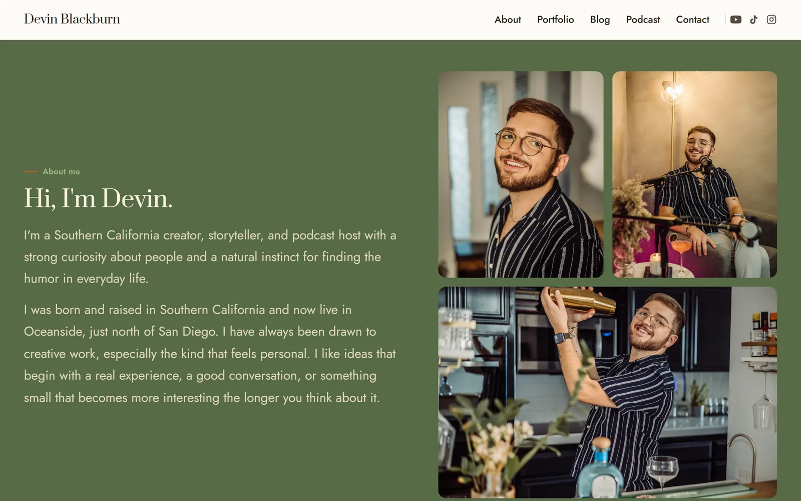 About, on the home page.