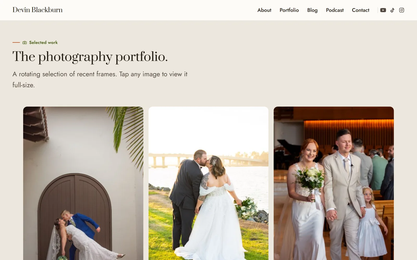 The work section of the home page.