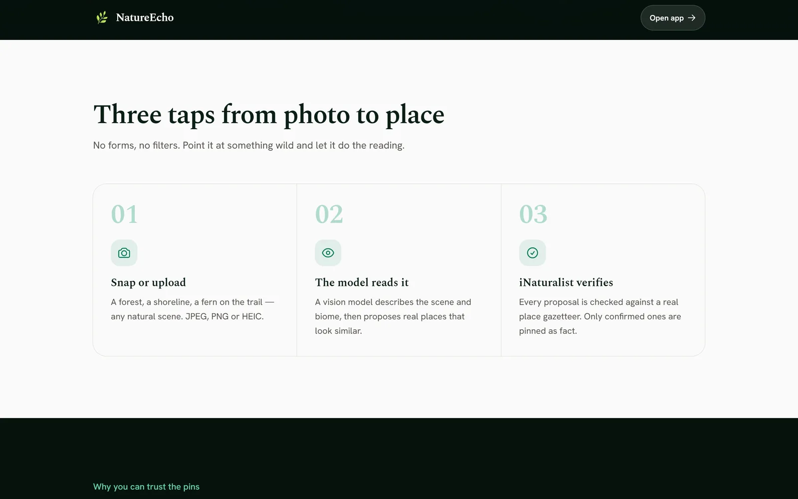 Three taps from a photo to a place.
