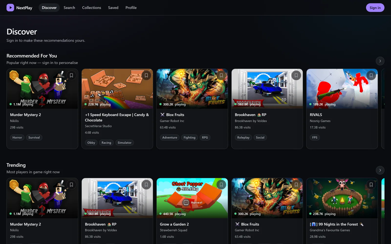 Screenshot of NextPlay