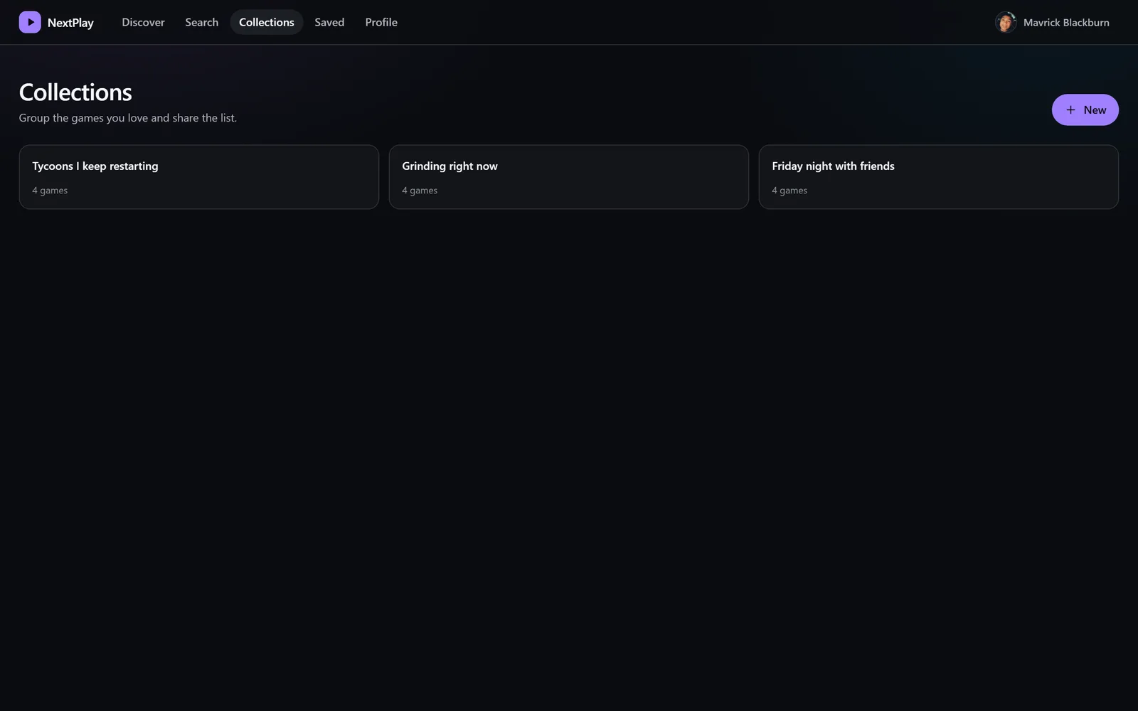 Collections: your own shelves, grouped however you think about them rather than by the genre the platform assigned.